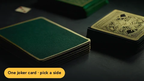 Andar Bahar table split into two sides with a single joker card in the middle