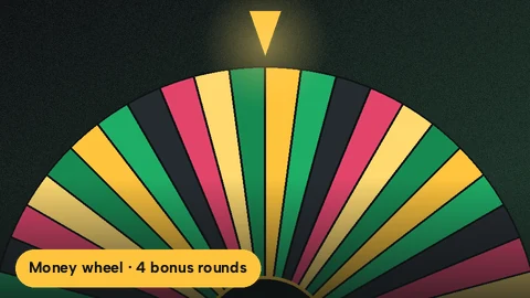 Large money wheel with bonus segments for the Crazy Time game show